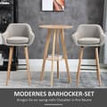 Miniatyrbild 4 av 10: Rootz Modern Barstolar Set med 2 - Moderna köksstolar - Ben av bokträ - Andningsbart tyg - Beige - 55cm x 48cm x 100cm