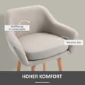Miniatyrbild 5 av 10: Rootz Modern Barstolar Set med 2 - Moderna köksstolar - Ben av bokträ - Andningsbart tyg - Beige - 55cm x 48cm x 100cm