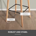 Miniatyrbild 6 av 10: Rootz Modern Barstolar Set med 2 - Moderna köksstolar - Ben av bokträ - Andningsbart tyg - Beige - 55cm x 48cm x 100cm