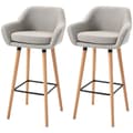 Miniatyrbild 10 av 10: Rootz Modern Barstolar Set med 2 - Moderna köksstolar - Ben av bokträ - Andningsbart tyg - Beige - 55cm x 48cm x 100cm