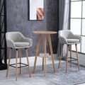 Miniatyrbild 2 av 10: Rootz Modern Barstolar Set med 2 - Moderna köksstolar - Ben av bokträ - Andningsbart tyg - Beige - 55cm x 48cm x 100cm