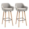 Miniatyrbild 1 av 10: Rootz Modern Barstolar Set med 2 - Moderna köksstolar - Ben av bokträ - Andningsbart tyg - Beige - 55cm x 48cm x 100cm