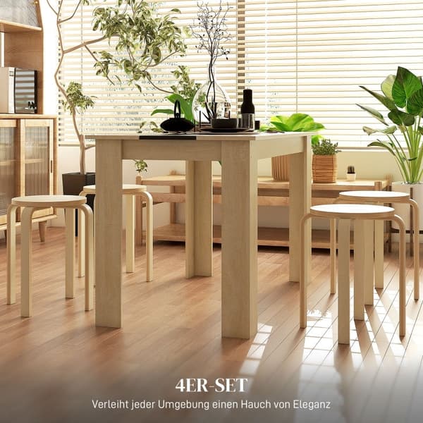 Rootz Set med 4 stapelbara pallar - Runda pallar - Platssparande - Spånskiva - Halkfria fotkuddar - Ø40cm x 45cm
