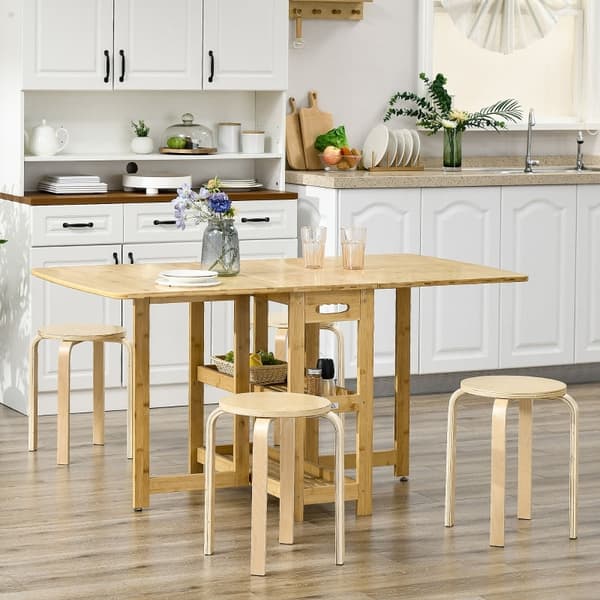 Rootz Set med 4 stapelbara pallar - Runda pallar - Platssparande - Spånskiva - Halkfria fotkuddar - Ø40cm x 45cm