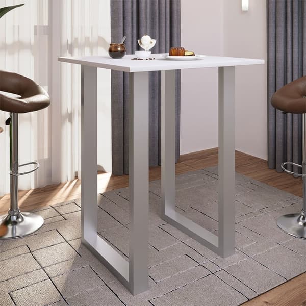 Xona barbord 80x80 vit, silverfärgad.