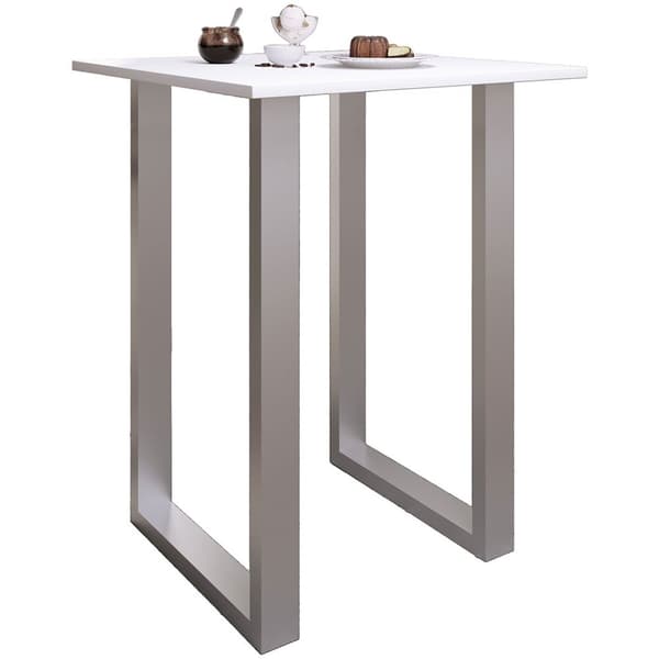 Xona barbord 80x80 vit, silverfärgad.