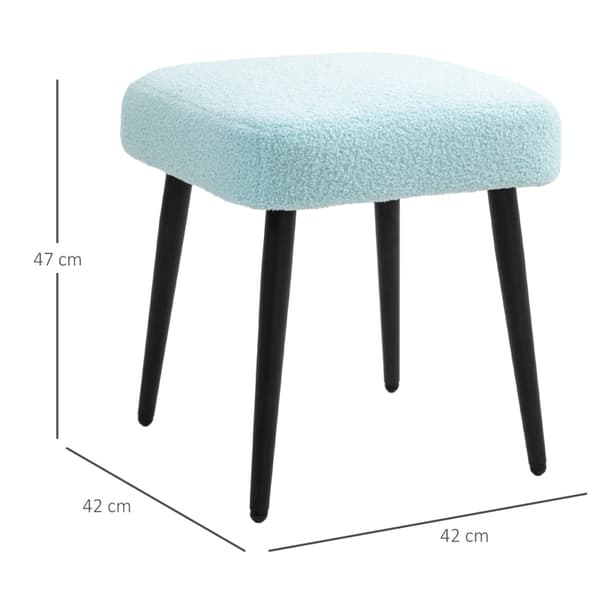 Rootz Pall med Cashmere-Look Tyg - Fotstöd - Stålben - Ljusblå - 42cm x 42cm x 47cm