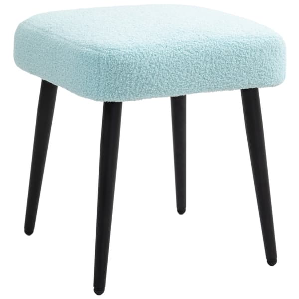 Rootz Pall med Cashmere-Look Tyg - Fotstöd - Stålben - Ljusblå - 42cm x 42cm x 47cm