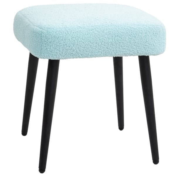 Rootz Pall med Cashmere-Look Tyg - Fotstöd - Stålben - Ljusblå - 42cm x 42cm x 47cm
