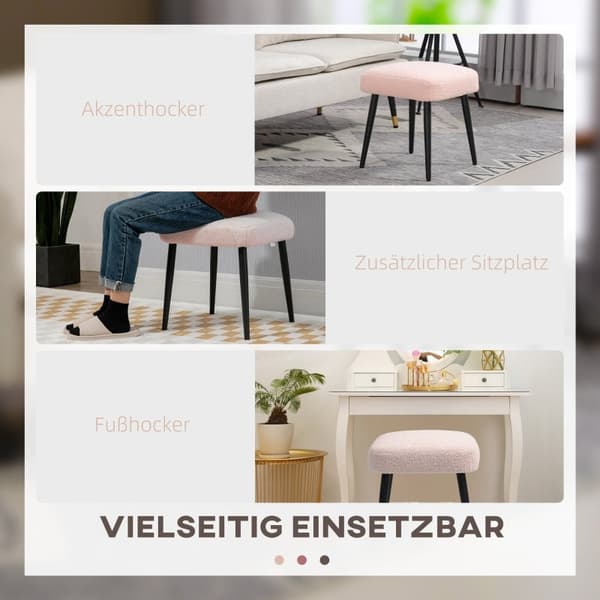 Rootz Pall - Accent Chair - Fotstöd - Cashmere Look - Rosa - 42cm x 42cm x 47cm - Idealisk för moderna möbler och komfort