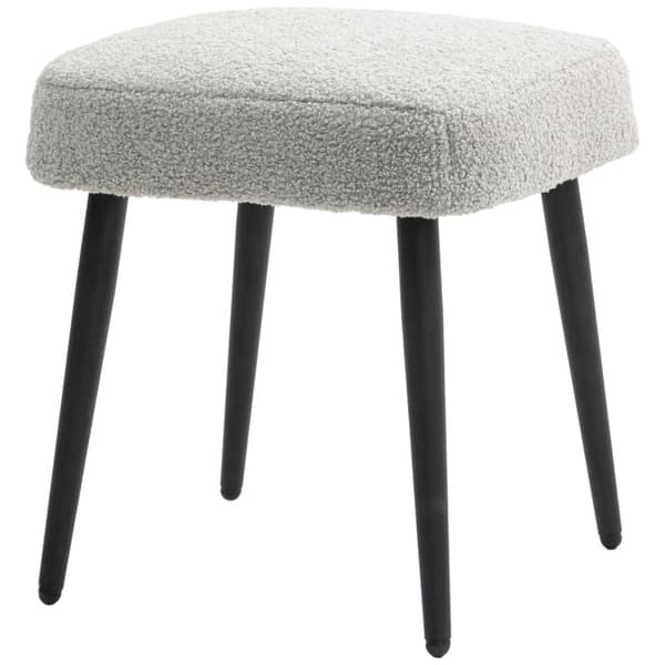Rootz-jakkara - Jalkatuki ottomaani - Cashmere Look - Pehmeä pehmuste - Teräsjalat - Vaaleanharmaa - 42cm x 42cm x 47cm