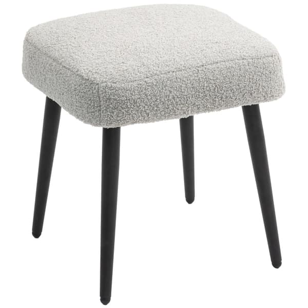 Rootz-jakkara - Jalkatuki ottomaani - Cashmere Look - Pehmeä pehmuste - Teräsjalat - Vaaleanharmaa - 42cm x 42cm x 47cm