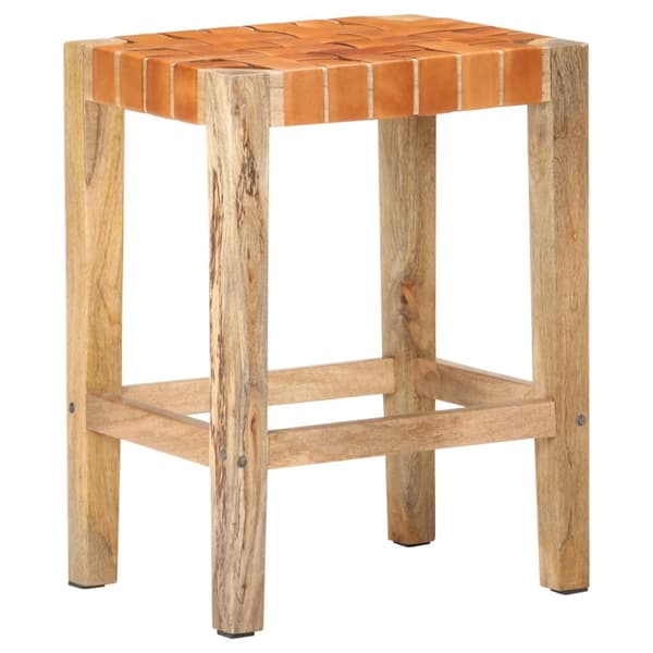 Barstolar 2 st brun äkta läder 60 cm