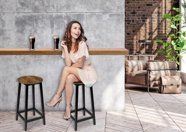 Flint Rustic loft teollisuusjakkara, vanhentunutta tammea