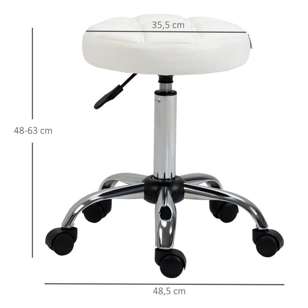 Rootz Swivel Pall - Rullande pall - Höjdjusterbar salongspall - Imiterat läder - Armlös design - Elegant vadderat mönster - 35,5 cm x 51-67 cm