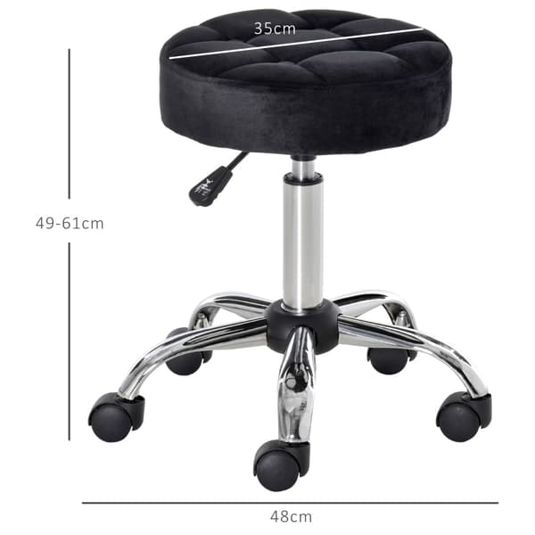 Rootz Salon Pall - Vridbar pall - Sammetsöverdrag - 360 graders hjul - Justerbar i höjdled - 35cm x 49-61cm - Elegant design