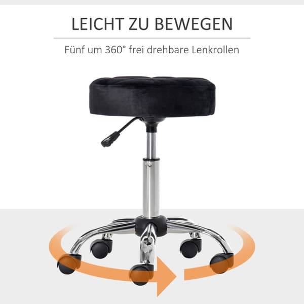 Rootz Salon Pall - Vridbar pall - Sammetsöverdrag - 360 graders hjul - Justerbar i höjdled - 35cm x 49-61cm - Elegant design
