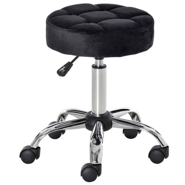 Rootz Salon Pall - Vridbar pall - Sammetsöverdrag - 360 graders hjul - Justerbar i höjdled - 35cm x 49-61cm - Elegant design