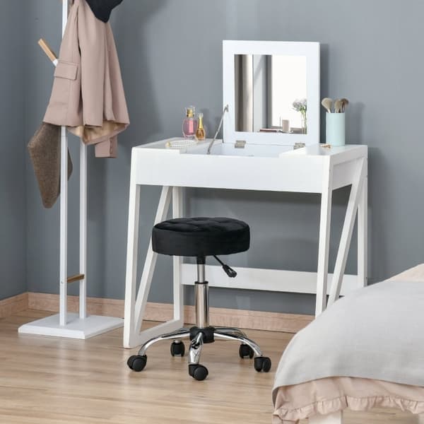Rootz Salon Pall - Vridbar pall - Sammetsöverdrag - 360 graders hjul - Justerbar i höjdled - 35cm x 49-61cm - Elegant design