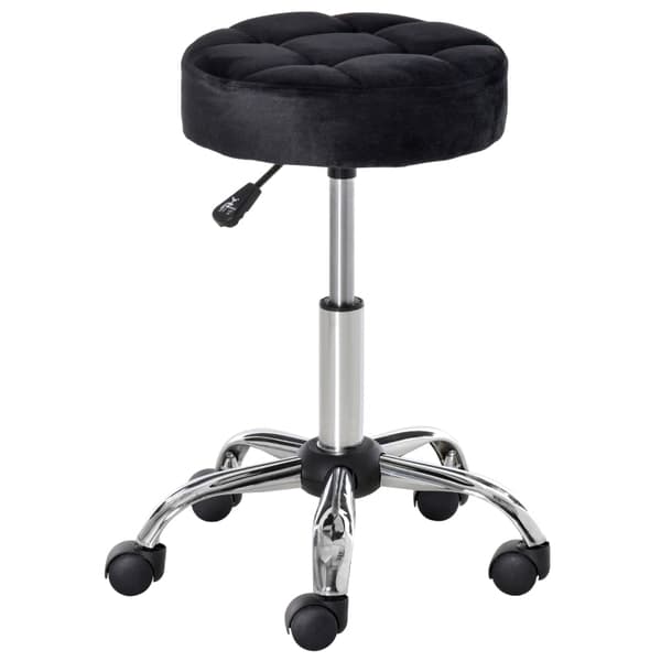 Rootz Salon Pall - Vridbar pall - Sammetsöverdrag - 360 graders hjul - Justerbar i höjdled - 35cm x 49-61cm - Elegant design