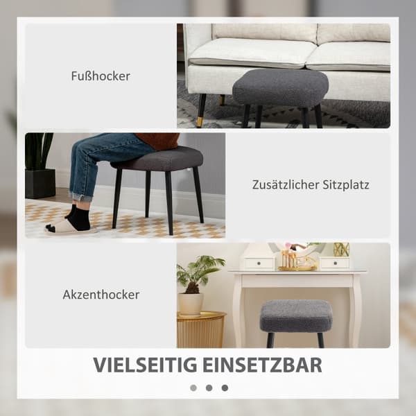 Rootz skammel - Fodstøtte - Osmannisk - Cashmere-look stof - Accent Stol - 42cm x 42cm x 47cm - Mørkegrå - Stålben - 10cm Pude