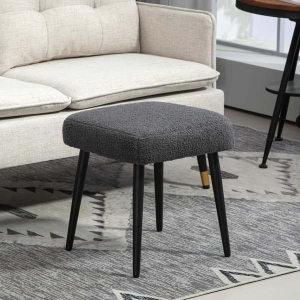 Rootz skammel - Fodstøtte - Osmannisk - Cashmere-look stof - Accent Stol - 42cm x 42cm x 47cm - Mørkegrå - Stålben - 10cm Pude