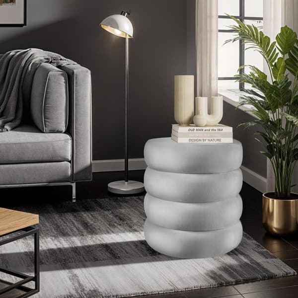 Skammel Altu, polstret, opbevaring - Velour look grå