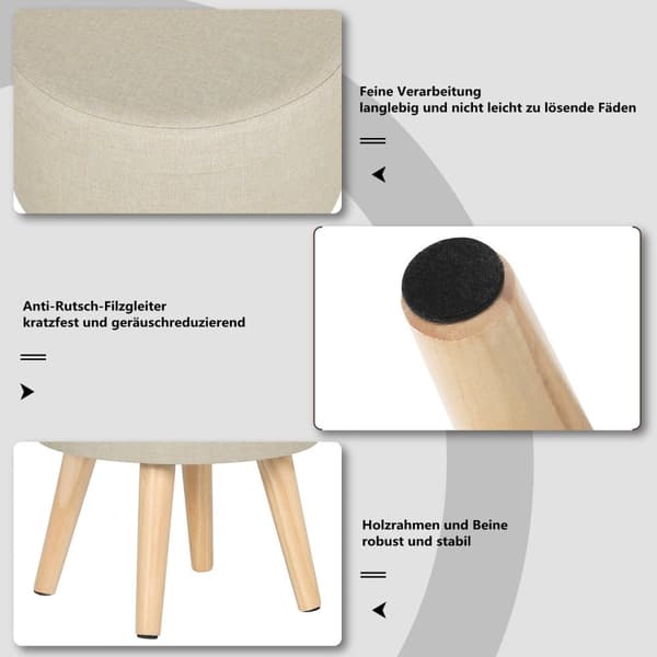 Rootz Rund Opbevaringsskammel - Osmannisk - Opbevaringskiste - Højdensitetsskum - 32 cm x 36 cm - Linned - MDF - Letvægts - Stærk struktur