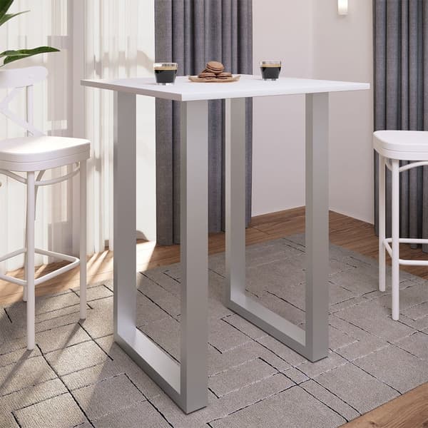 Xona barbord 80x50 vit, silverfärgad.