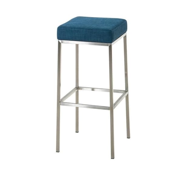 Barstol MONTREAL E80 i metall, klädsel i tyg, 4 ben, sitsens höjd 80 cm - CLP - Blå