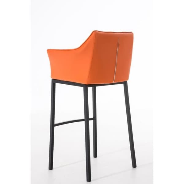 CLP DAMASO B Barpall med 4 svarta stålben, PU-beläggning, bekvämt fotstöd och armstöd 110 cm Orange