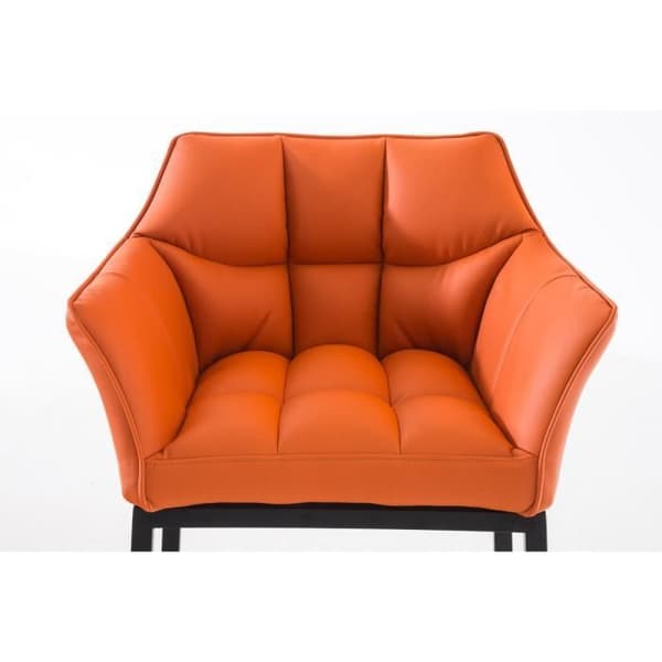 CLP DAMASO B Barpall med 4 svarta stålben, PU-beläggning, bekvämt fotstöd och armstöd 110 cm Orange