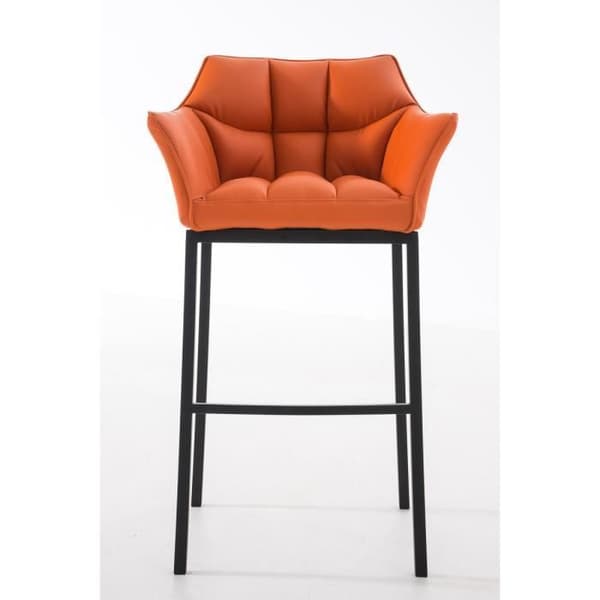 CLP DAMASO B Barpall med 4 svarta stålben, PU-beläggning, bekvämt fotstöd och armstöd 110 cm Orange