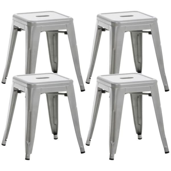 Barstol - Armin - Sats om 4 - Metall - Industriell stil - Silver
