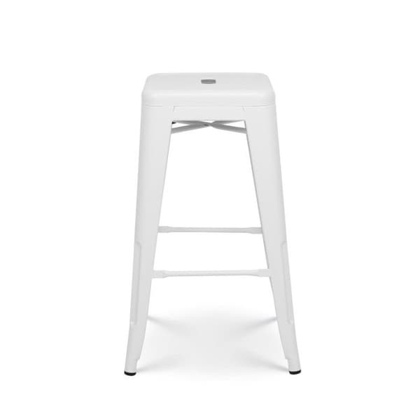 KOSMI - Set med 4 barstolar i matt vit metall i industriell stil - Höjd 66 cm