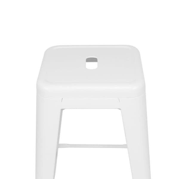 KOSMI - Set med 4 barstolar i matt vit metall i industriell stil - Höjd 66 cm