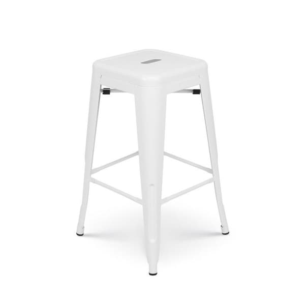 KOSMI - Set med 4 barstolar i matt vit metall i industriell stil - Höjd 66 cm
