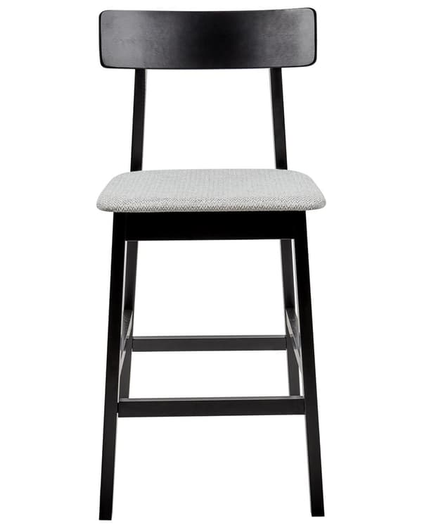 Sett med 2 Barkrakker Svart Gummitre Grå Sete Polyester Kjøkken Spisestue Tradisjonell Retro stil