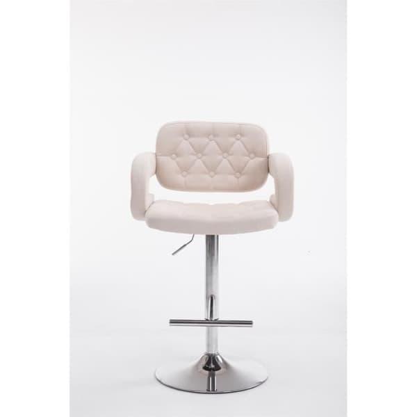Barstol - POUILLAT - Beige - Höjdjusterbar - Tyg - Armstöd