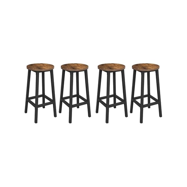 Barstole - Sæt med 4 - Industriel design - Brun / sort