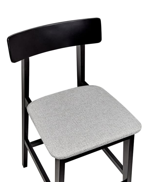Set om 2 Barstolar Gummiträ Svart Grå Sits Polyester Traditionell Retrostil Kök Matrum