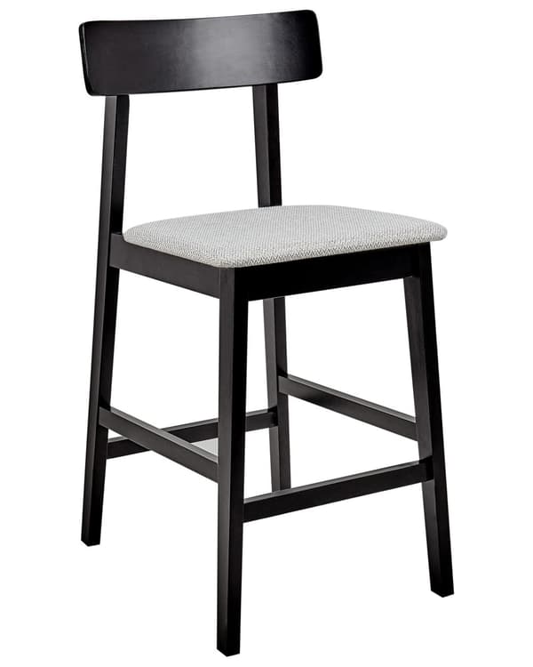 Barstol Sort Træ Taupe Sæt af 2 Høje Køkkenstole med Ryglæn til Barbord og Køkkenø Klassisk Design