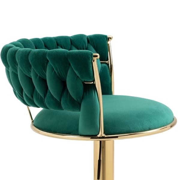Rootzin säädettävät Velvet-baarijakkarat - Kääntyvät jakkarat - Ergonominen istuin - Kultainen pohja - 54 cm x 48 cm x 78 cm - Edistää asentoa ja muka