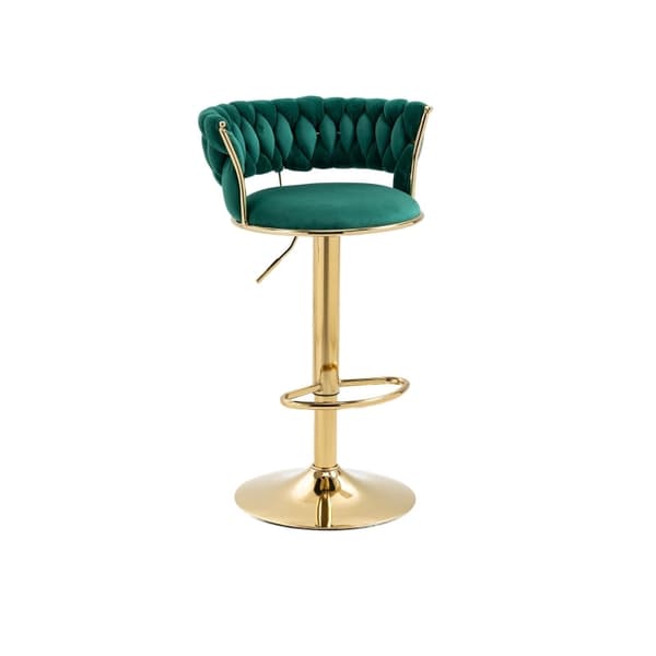 Rootzin säädettävät Velvet-baarijakkarat - Kääntyvät jakkarat - Ergonominen istuin - Kultainen pohja - 54 cm x 48 cm x 78 cm - Edistää asentoa ja muka