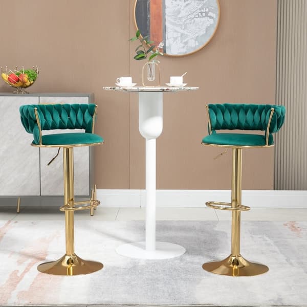Rootzin säädettävät Velvet-baarijakkarat - Kääntyvät jakkarat - Ergonominen istuin - Kultainen pohja - 54 cm x 48 cm x 78 cm - Edistää asentoa ja muka