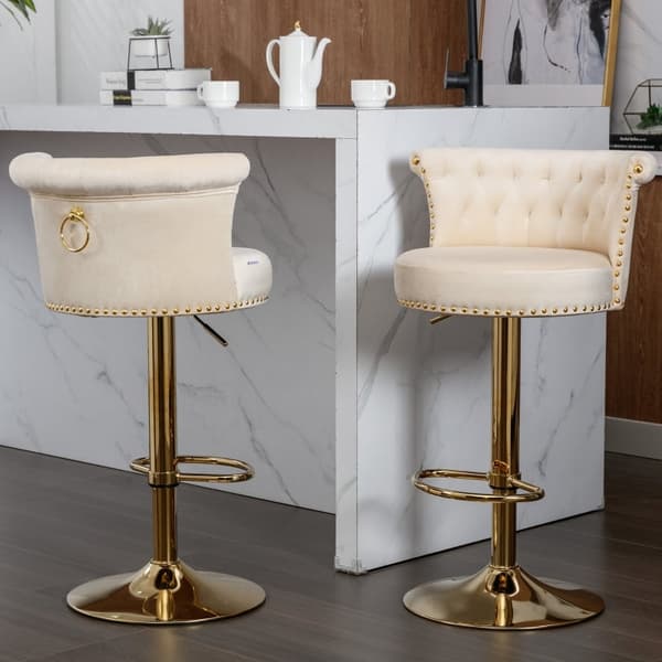 Rootz 2-osaiset kääntyvät baarijakkarat - Säädettävät keittiöjakkarat - Kääntyvät ruokapöydän istuimet - Ergonominen mukavuus - 54cm x 53cm x 82-101cm