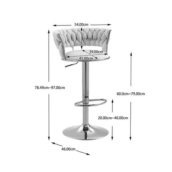 Rootz justerbara barstolar - Sammetspallar - Ergonomiska sittplatser - Främjar hållning och komfort - 54L x 48W x 78H cm
