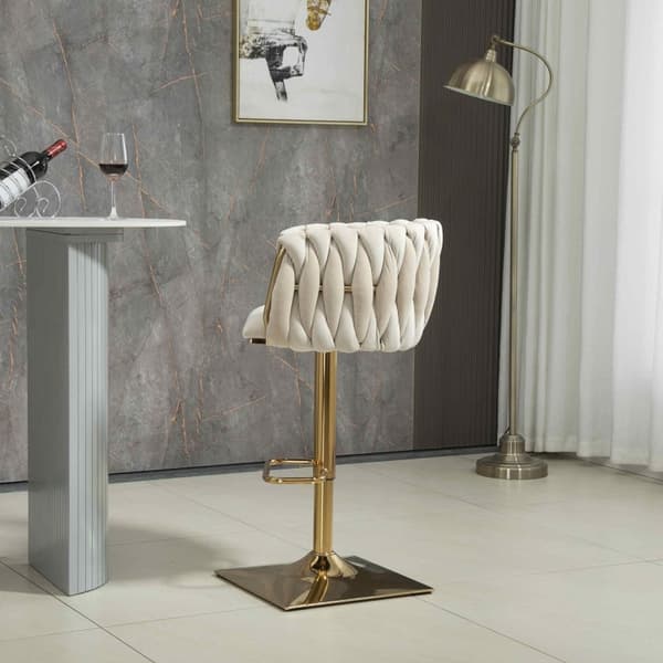 Rootz Vintage baarijakkara - Retro Elegance - Moderni mukavuus - Ergonominen tuki - 53 cm x 51 cm x 87 cm - Helppo koota - Norsunluunvärinen samettimu