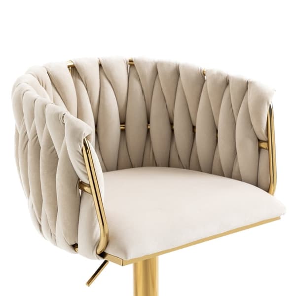 Rootz Vintage baarijakkara - Retro Elegance - Moderni mukavuus - Ergonominen tuki - 53 cm x 51 cm x 87 cm - Helppo koota - Norsunluunvärinen samettimu
