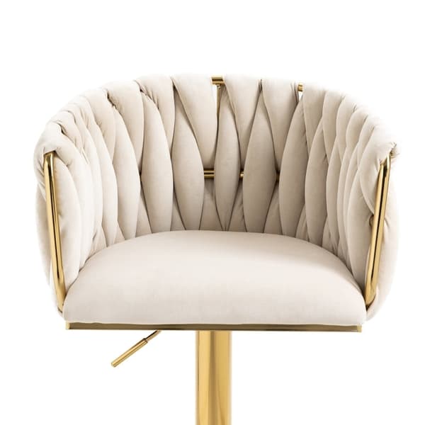 Rootz Vintage baarijakkara - Retro Elegance - Moderni mukavuus - Ergonominen tuki - 53 cm x 51 cm x 87 cm - Helppo koota - Norsunluunvärinen samettimu